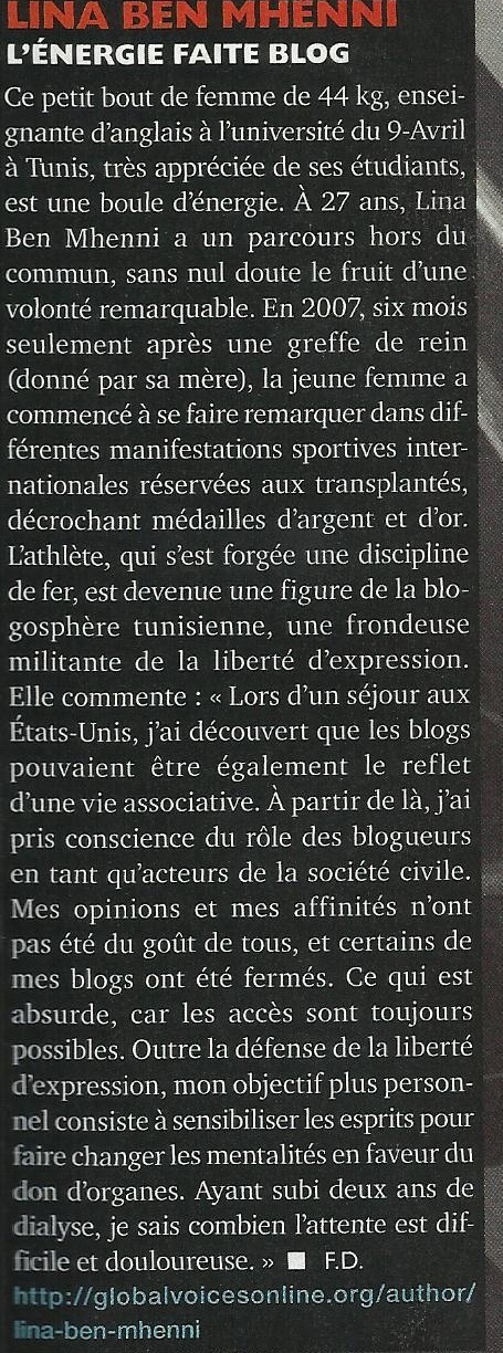 Document source sur Lina Ben Mhenni et le blogging en Tunisie